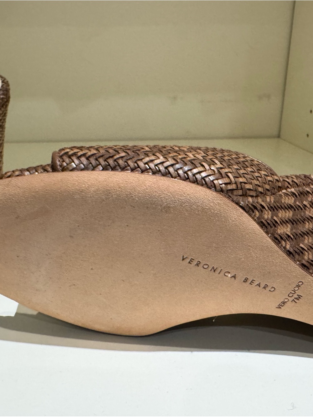 Veronica Beard Brown Woven Slide Wedge Sandals